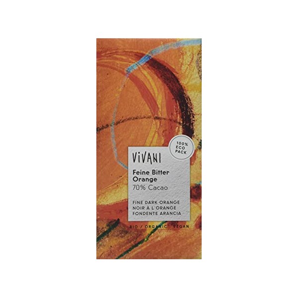 Fino chocolate amargo con Naranja 70% Cacao Orgánico Vivani
