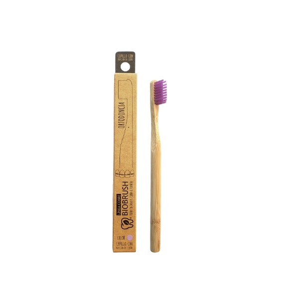 Cepillo dental Bambu Ortodoncia Suave- Color Morado Biobrush