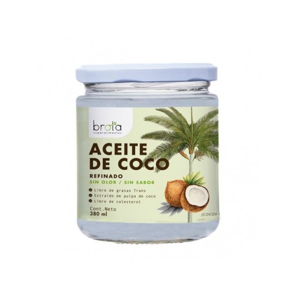 Aceite de coco refinado sin olor y sin sabor 380 cc Marca Brota