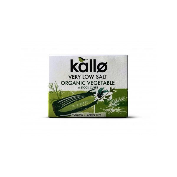 Caldo en cubitos de vegetales bajo en sal 66 gramos 6 unidades Marca Kallo
