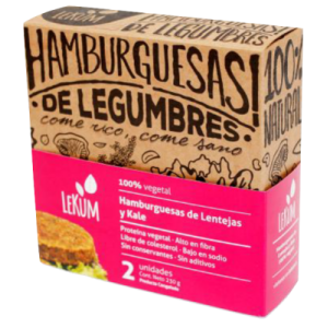 Hamburguesa de Lentejas con Kale. 02 unid. Lekum