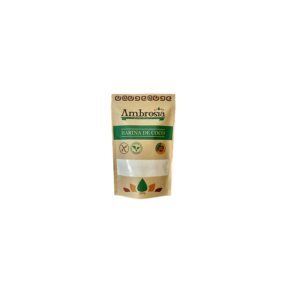 Harina de coco Libre de Glúten 500 grs.Marca: Ambrosia