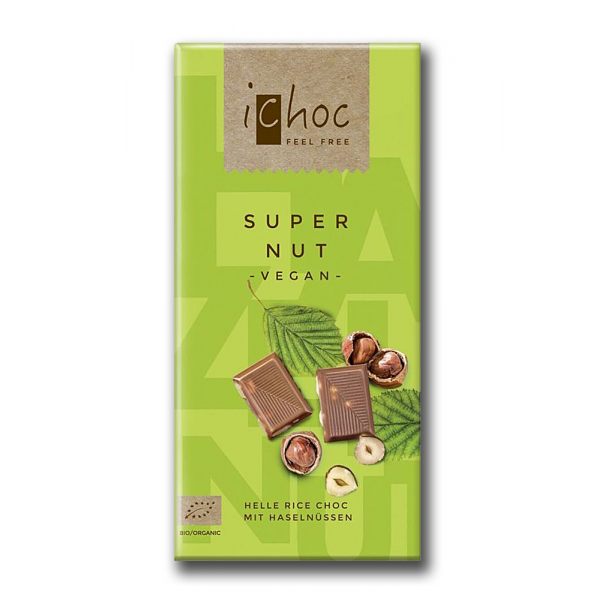 Chocolate con Jarabe de arroz y avellanas orgánico 80 grs Marca : Ichoc
