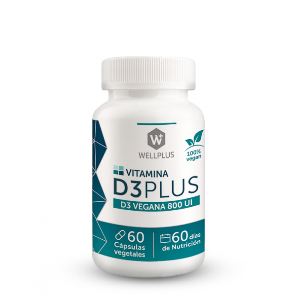 Vitamina D3 Vegana 60 cápsulas. Wellplus
