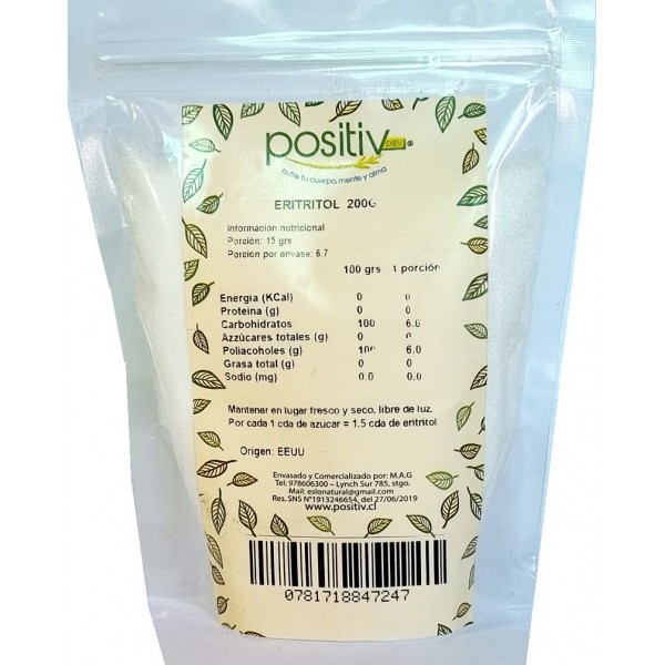 Eritritol 200grs. Positiv