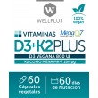 Vitaminas D3 + K2 60 cápsulas. Wellplus
