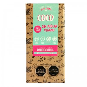 Barra Choco Coco 70% cacao 80grs .Sabores sin Culpa