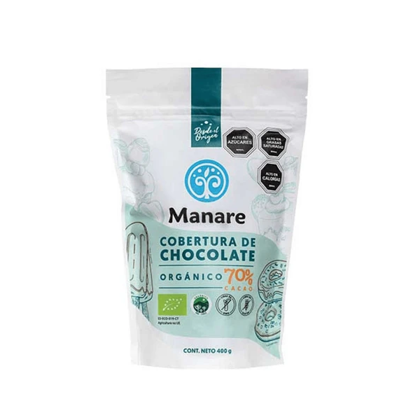 Cobertura de chocolate organico 70%. Manare