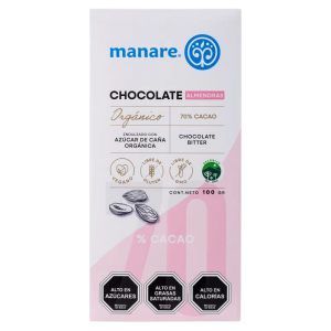 Chocolate orgánico 70% cacao. Manare