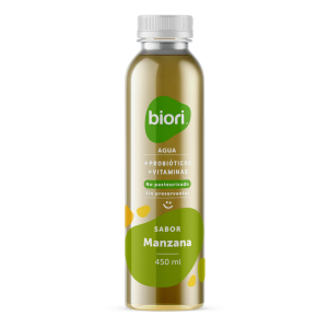 Agua + probióticos + vitaminas sabor manzana 450ml -Biori