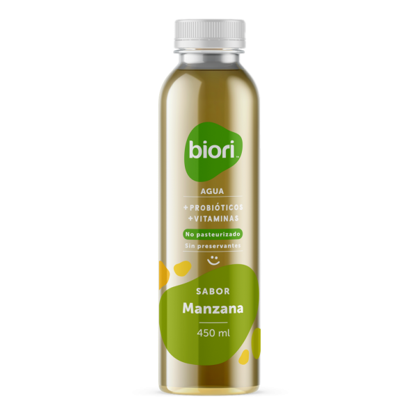 Agua + probióticos + vitaminas sabor manzana 450ml -Biori