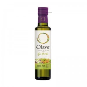 Aceite de oliva extra virgen con aji verde 250 ml.Olave