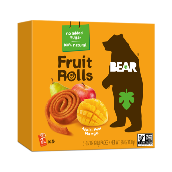 Rollitos de fruta sabor Manzana, pera y Mango Caja .5 unid. Bear
