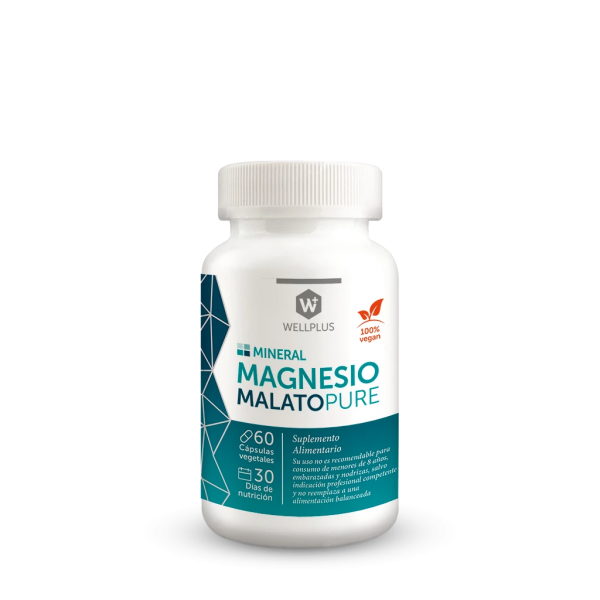 Magnesio Malato Pure 60 cápsulas. Wellplus