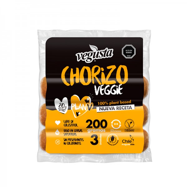 Chorizo parrillero Veggie 03 unid. Vegusta. NUEVA FORMULA